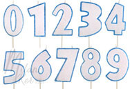 Gyertyák Kék színű csillámos számgyertyák