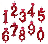 Gyertyák Piros nagy számgyertyák