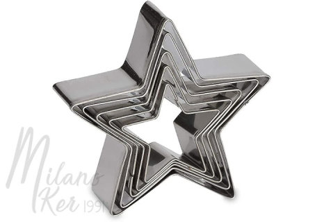 Fondant kiszúró fém, csillag alakú, 5 darabos garnitúra