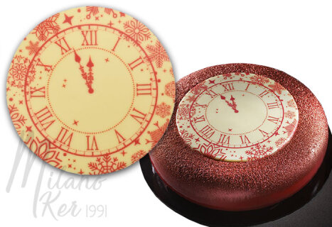 Szilveszteri óra, fehércsokoládé dísz (8 db)